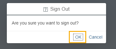 Sign Out window displays question "Are you sure you want to sign out?" OK button is highlighted.