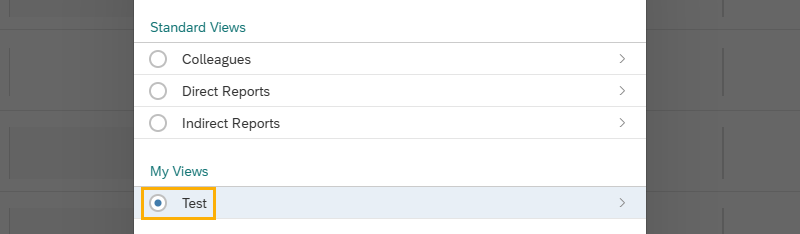 My Views section Test tab selected.