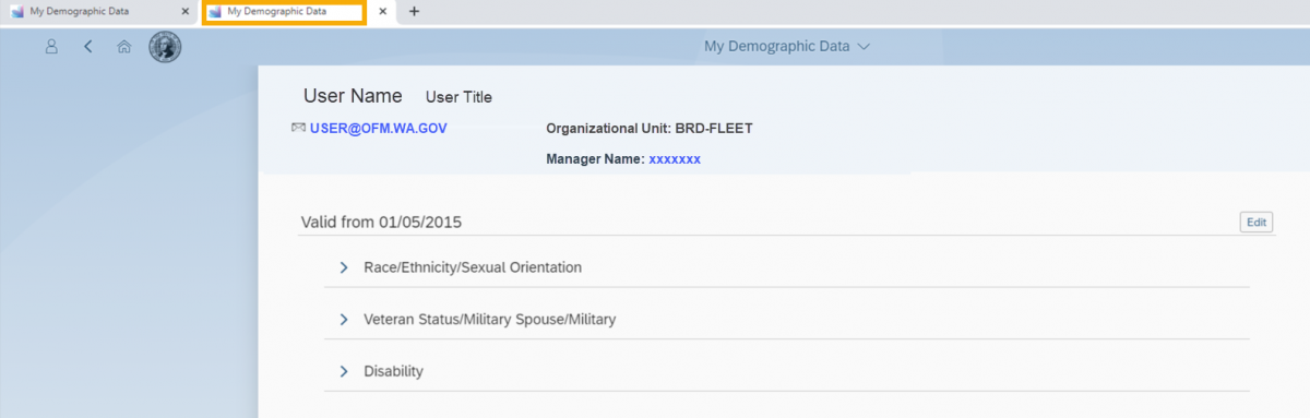 Additional Demographic Data screen