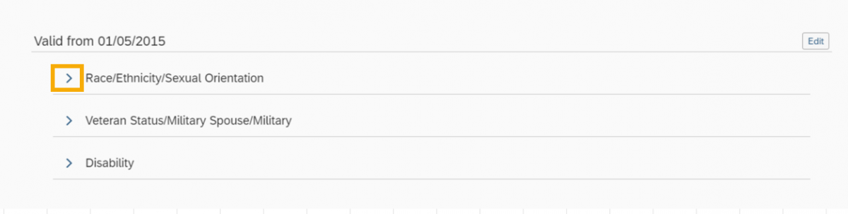 Additional Demographic Data screen with Race, Ethnicity and Sexual Orientation expandable bullet highlighted